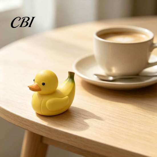 Unique Gifts for Friends Adorable Fruit Duck Figurine, Resin Apple Strawberry Peach Banana Sculpture, Mini Children Room Ornaments Desk Decor