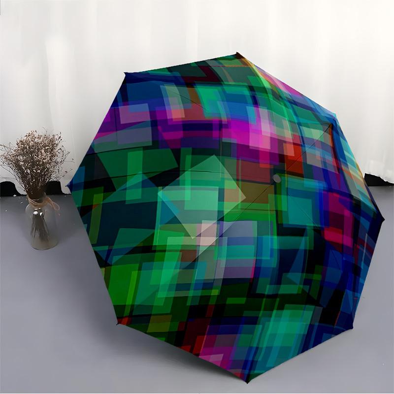 1pc Colorful Squares Automatic Opening/closing Umbrella with Auto Open/Close, Windproof, Foldable Sunshade, Perfect Gift for Friends, Durabl