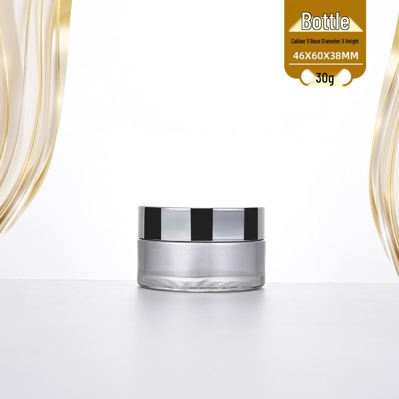 Luxury Travel Cosmetic Set: Glass Cream Jar & Liquid Dispenser Bottle