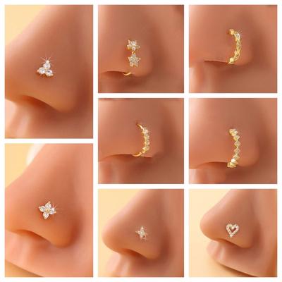 [Micro Set Multicolor Zircon Nose Stud Delicate Simple Personality Trendy Piercing Body Jewelry]