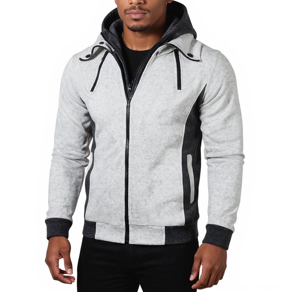 Men's  Leisure  Double Pull  Cardigan  Hooded Hood  Coat