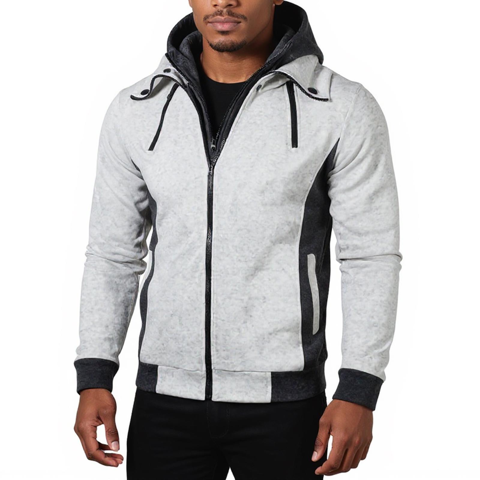 

Мужской повседневный кардиган с двойной молнией, капюшоном и капюшоном XXXL