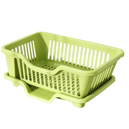 

Draining Dish Rack with Drain Tray Prevents Water Accumulation Rack Large Partitioned Storage Organizer for Kitchen S зелёный