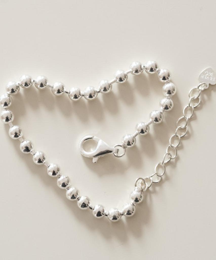 Alleun Silver 925 Ball Chain Long Bold Bracelet (Type B)