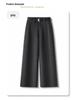 Unisex High-Waisted Gray Wool Sweatpants for Kids, Winter 2025: Thick Wide-Leg Petite Fit