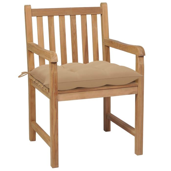 Maison Exclusive - Chaises de jardin lot de 8 avec coussins beige Bois teck solide