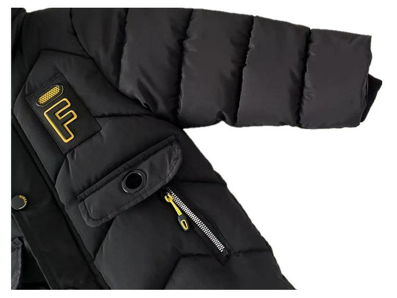 Boys' Winter 2024 Mid-Length Cotton Coat: Korean Style, Thickened, Fleece-Lined, Big Fur Collar, for Small and Medium Children.