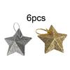 Sparkling Golden Star Xmas Tree Ornaments Set of 6 Hanging Decorations