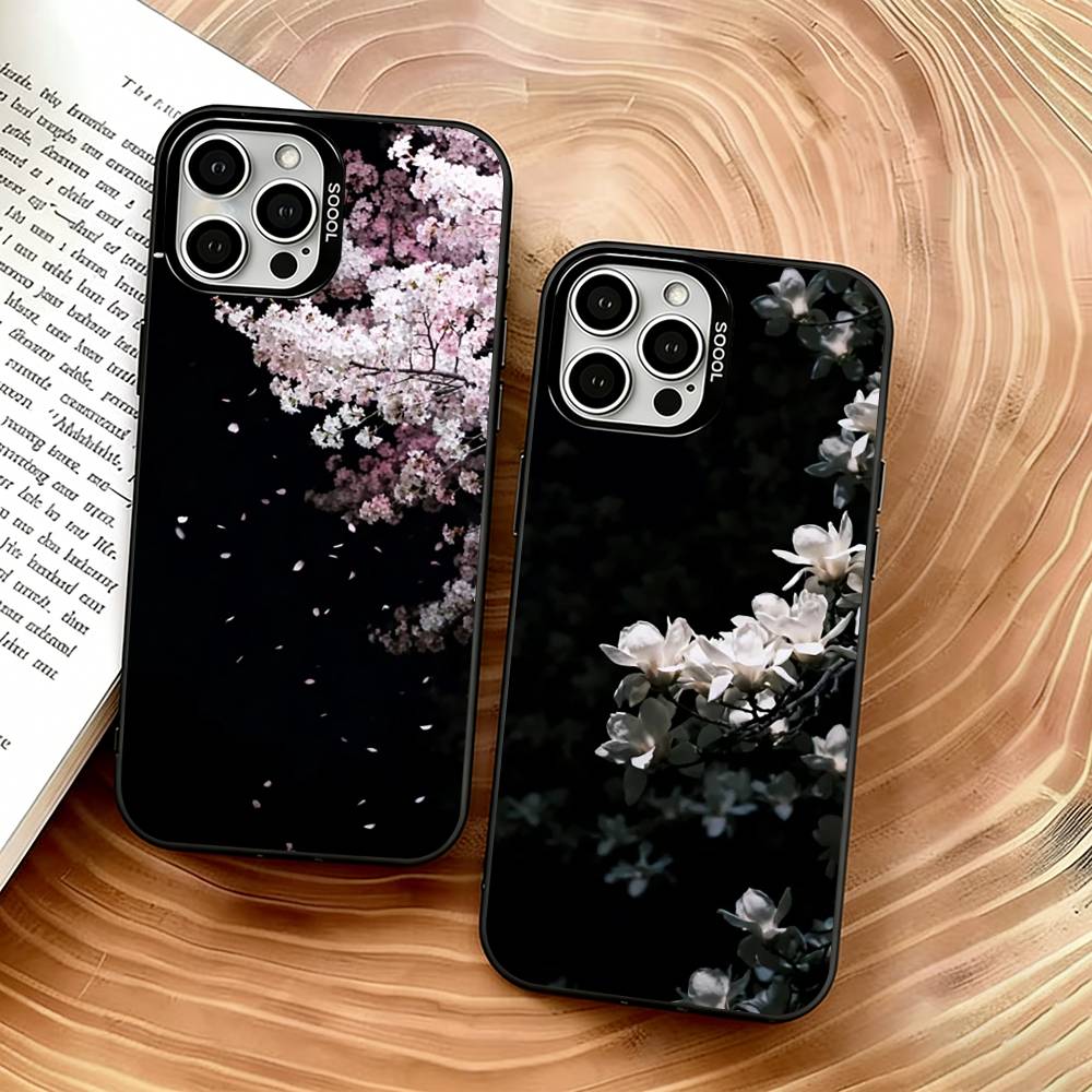 Flower branch Phone Case For iPhone 17,16,15,14,13,12,11 Plus,Pro Max,XS,Colorful Silver Phone case Funda Cover