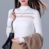 Herbst Bodenbildung Gestricktes T-shirt Frau Langarm Solide Frauen T-shirt Slim Fit Hälfte Rollkragen T-shirts Beiläufige Dünne Tees 29839