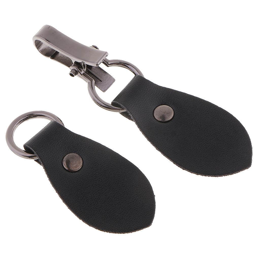 Metal Buckle Hooks Black PU Leather Toggle Buttons Sewing Fasteners for Leather Craft Clothing DIY