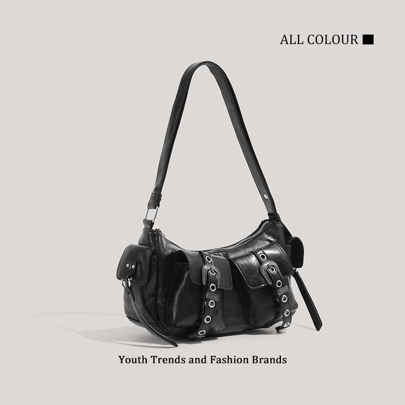 Summer new fashion versatile trend niche simple locomotive style advanced sense women's shoulder bag