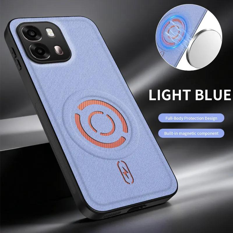 Pour OPPO Reno 16 Pro 16F Coque Simple Magnétique Adhésive Cuir Texturé Housse Protection Contre les Chutes Douce pour la Peau Pour OPPO A6 X Funda