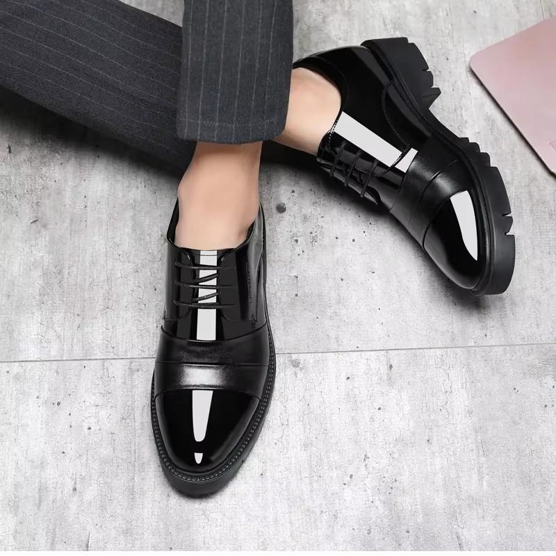 Patent Leather Splicing Men Elevator Shoes 4/7/9 CM Height Increase Lift Men Formal Oxford Shoes for Business Wedding Footewar