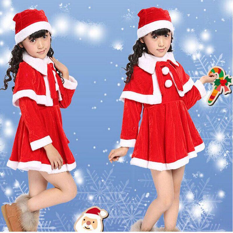 Soft Cotton Blend Children's Christmas Apparel Red Santa Suit For Boys And Girls
