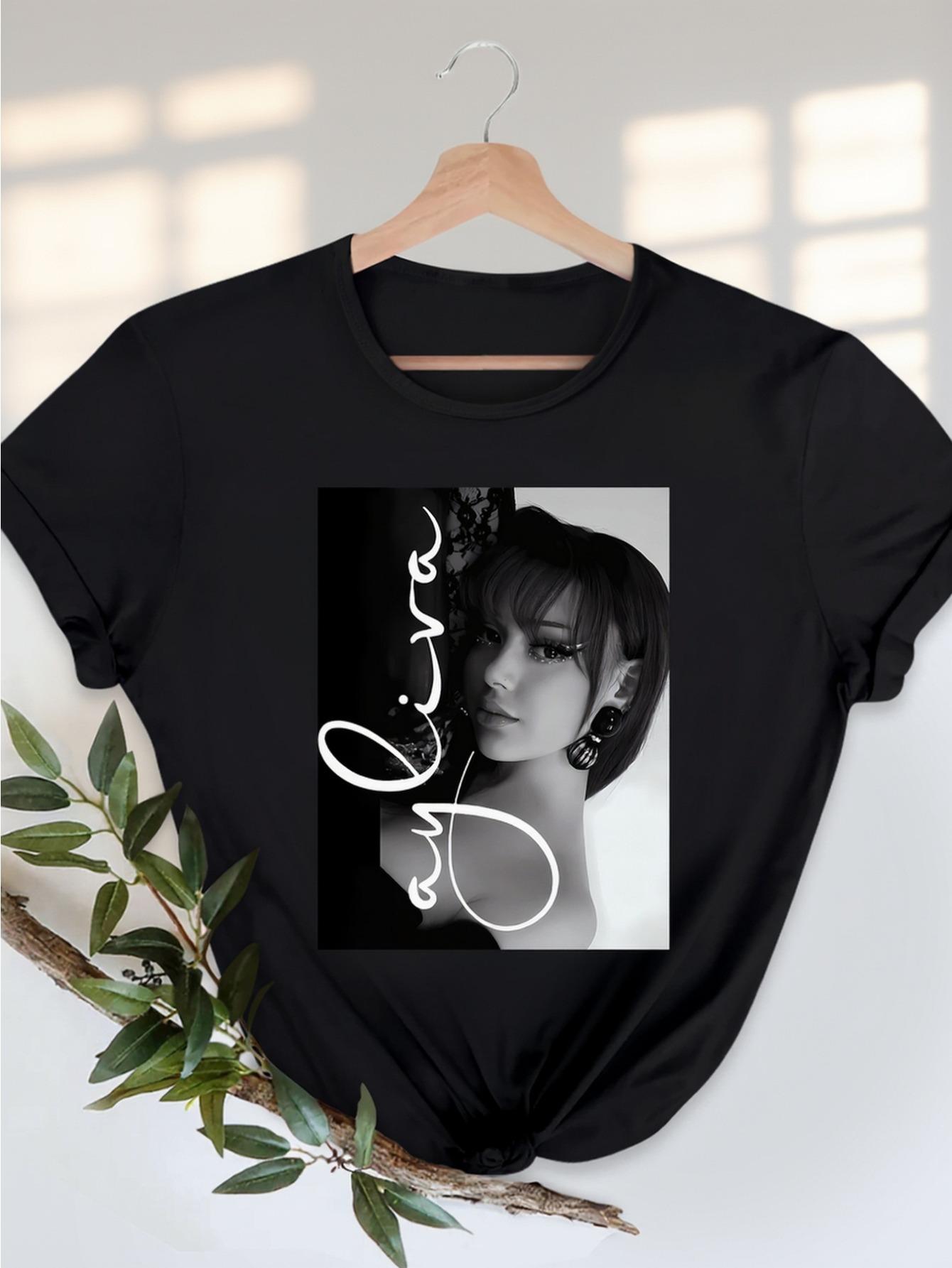 T-Shirt y2k ayliva T Black/White 3XL