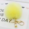Luxurious Charm Key Ring Rabbit Fur Ball Pompom For Cell Phone And Car Keychain