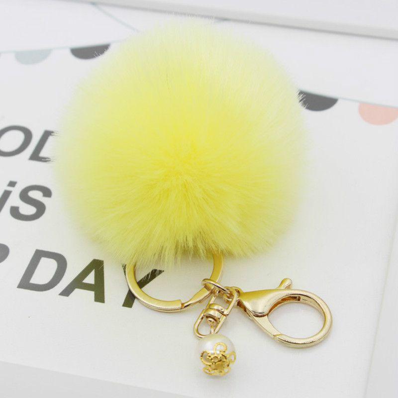 Luxurious Charm Key Ring Rabbit Fur Ball Pompom For Cell Phone And Car Keychain
