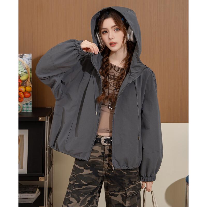 ET BOITE Women's Hooded Casual Short Jacket