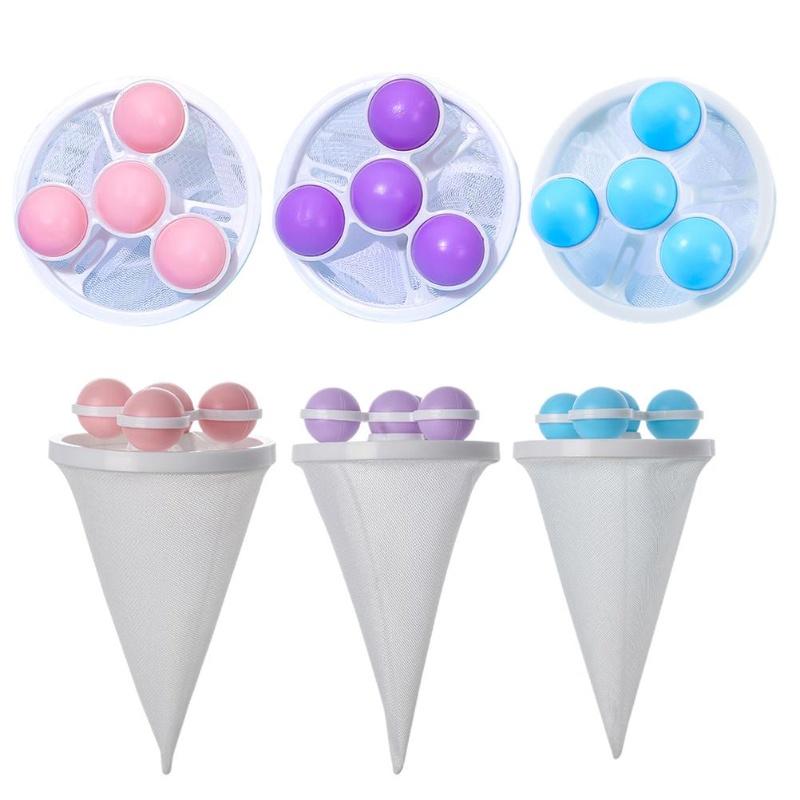 3Pcs Push Bubble Washer Balls Laundry Washing Balls Multifunctional No Winding Washing Machine Balls With Net