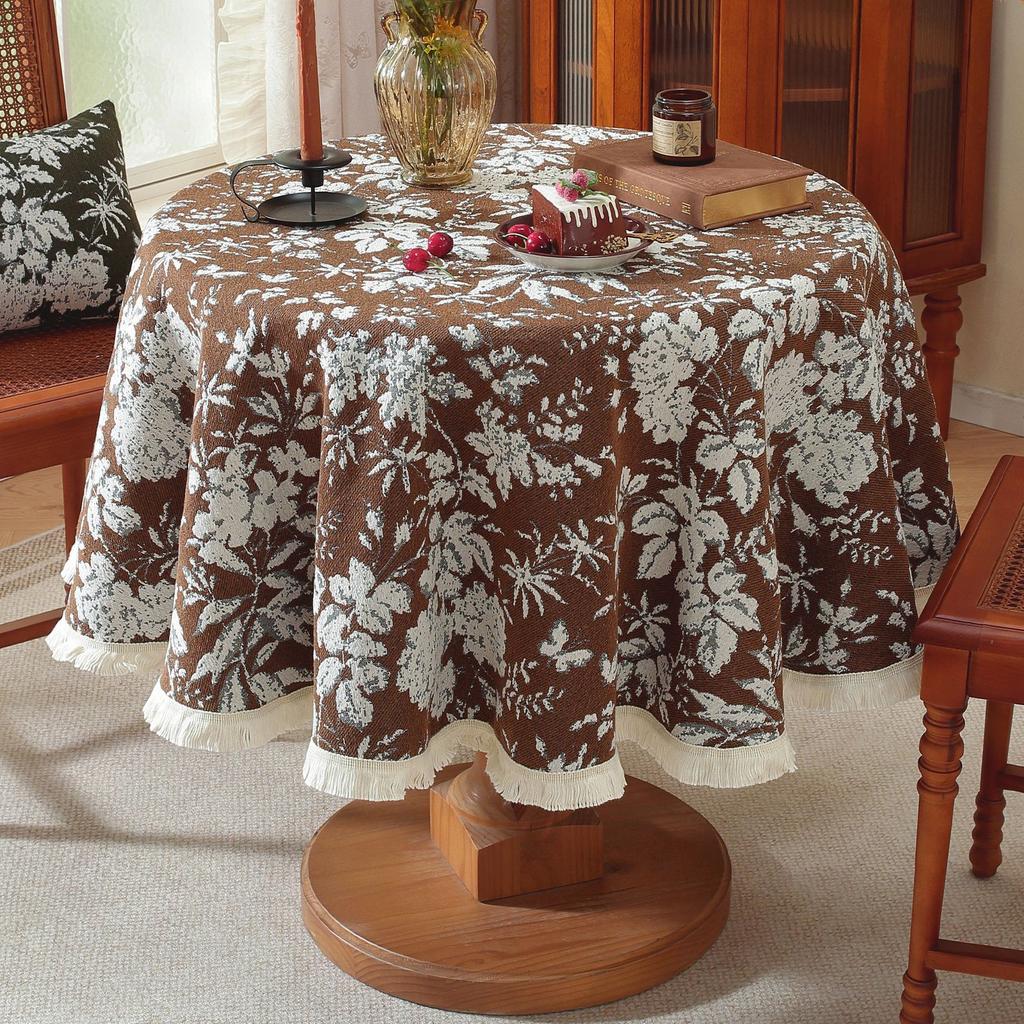 Tablecloth Round Tassel Tablecloth Thickened Fabric Plant Flower Decoration Supply