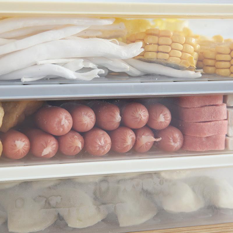 Boîte de conservation de la viande congelée avec couvercle, cloison de réfrigérateur, boîte de finition, boîte de rangement pour réfrigérateur, organisateur