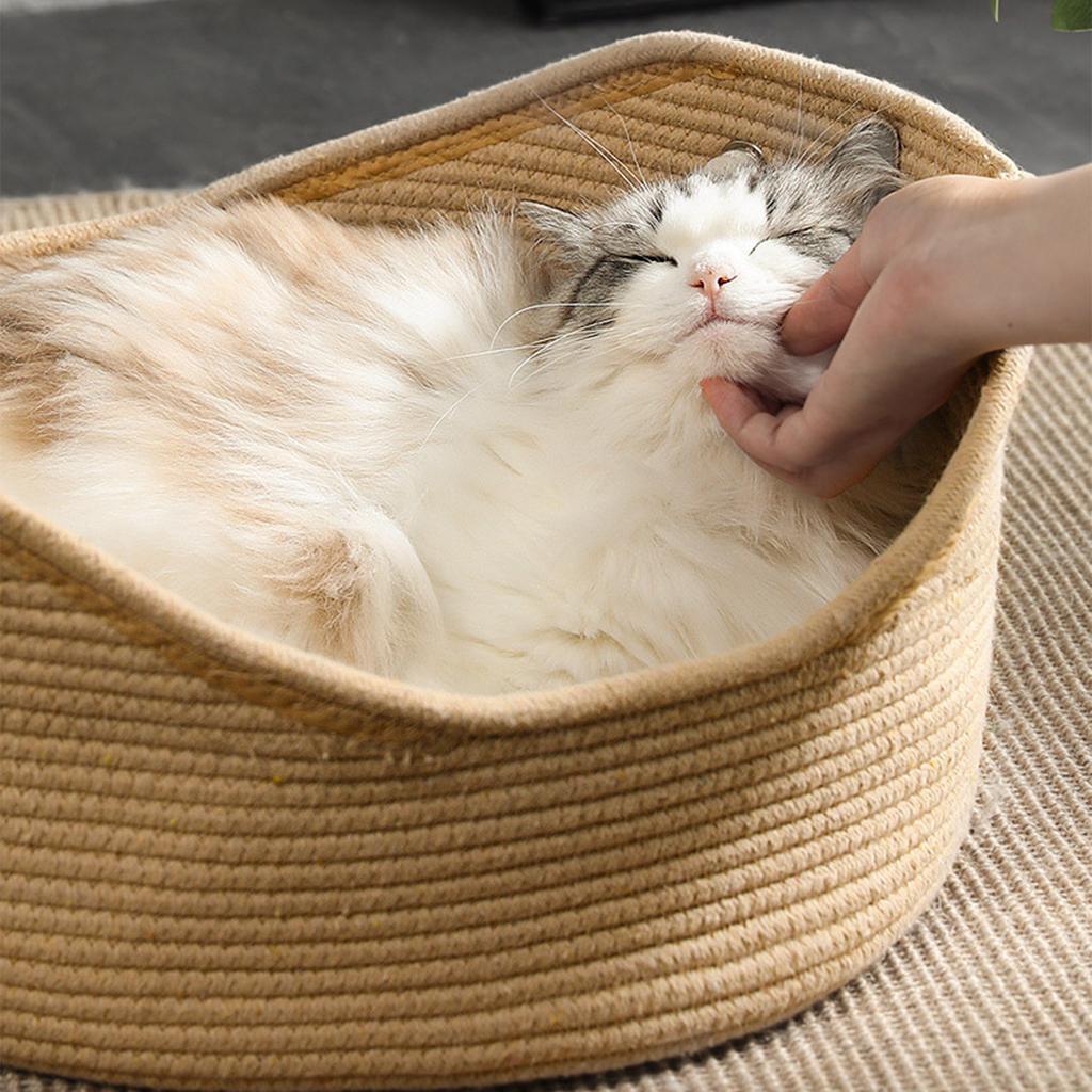Cat Nest Hand Made Wicker Cat Bed Basket Corrugated Scratching Board House Comfortable Pet House Nest
