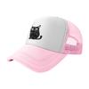 Cat Pattern Mesh Baseball Cap Breathable Trucker Hat with Black and White Design for Casual Wear and Outdoor Activities
