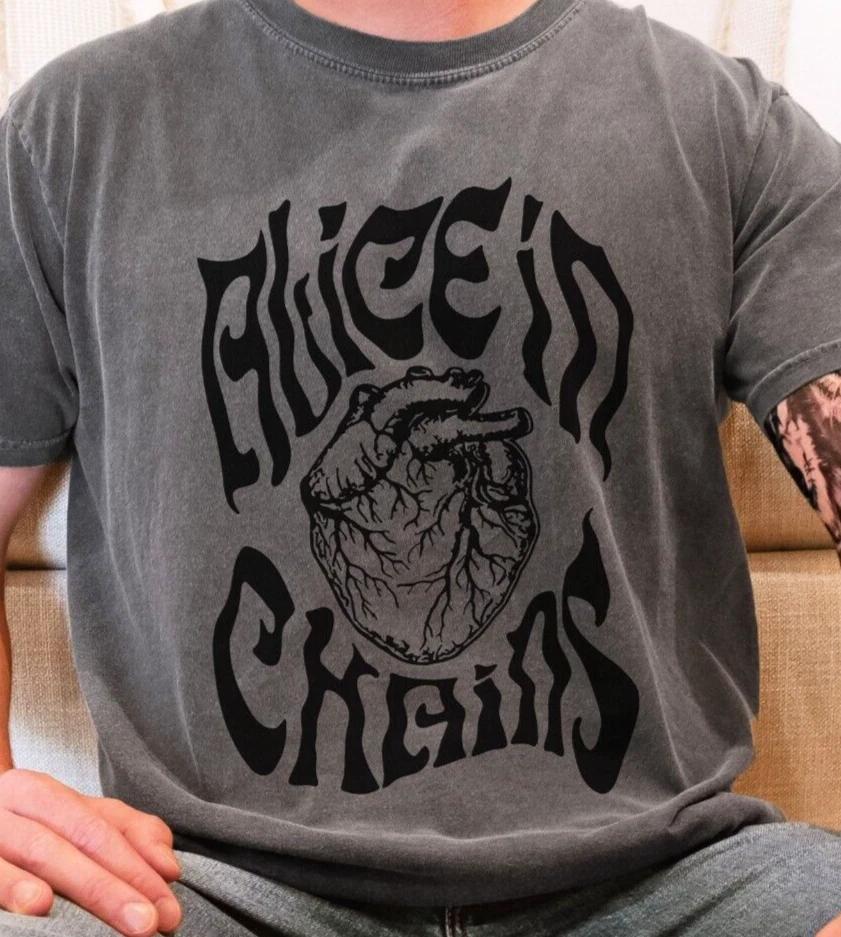 Футболка Alice in Chains с сердцем Рок-группа Премиум Винтажная Черная Comfort Colors 4XL