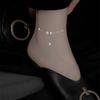 Sterling Butterfly Tassel Anklet With Rhinestone Accents Women Boho Chic Foot Jewelry