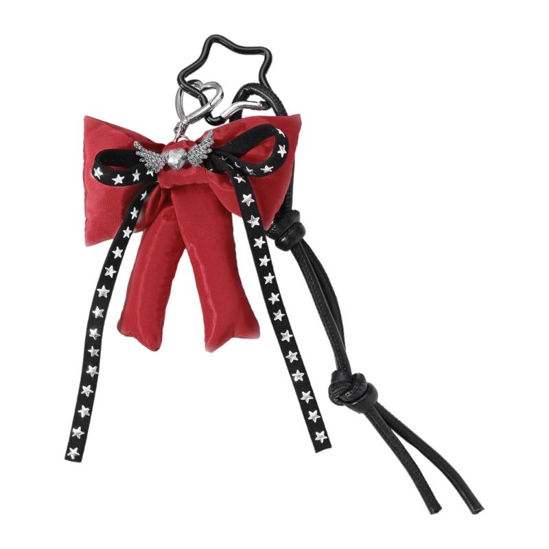 Lovely Heart Wing Keychain Bows Keyring Korean Styles Bag Charm Bag Pendant Ornaments Star Car Keychain Decorations красный