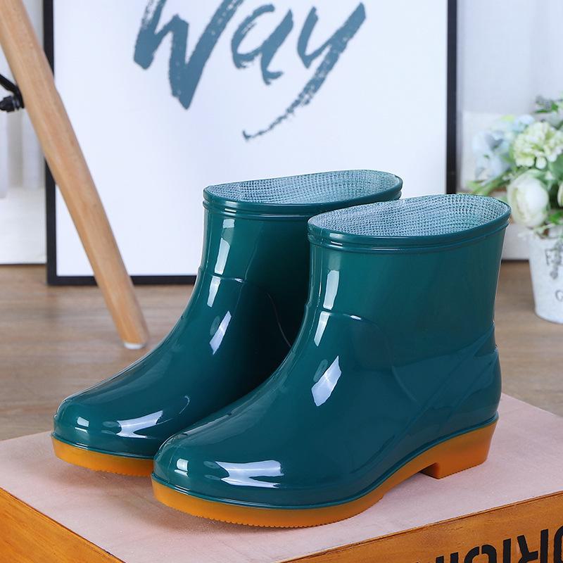 

Женские водонепроницаемые нескользящие кухонные рабочие туфли - низкие резиновые сапоги 37 темно-зеленого