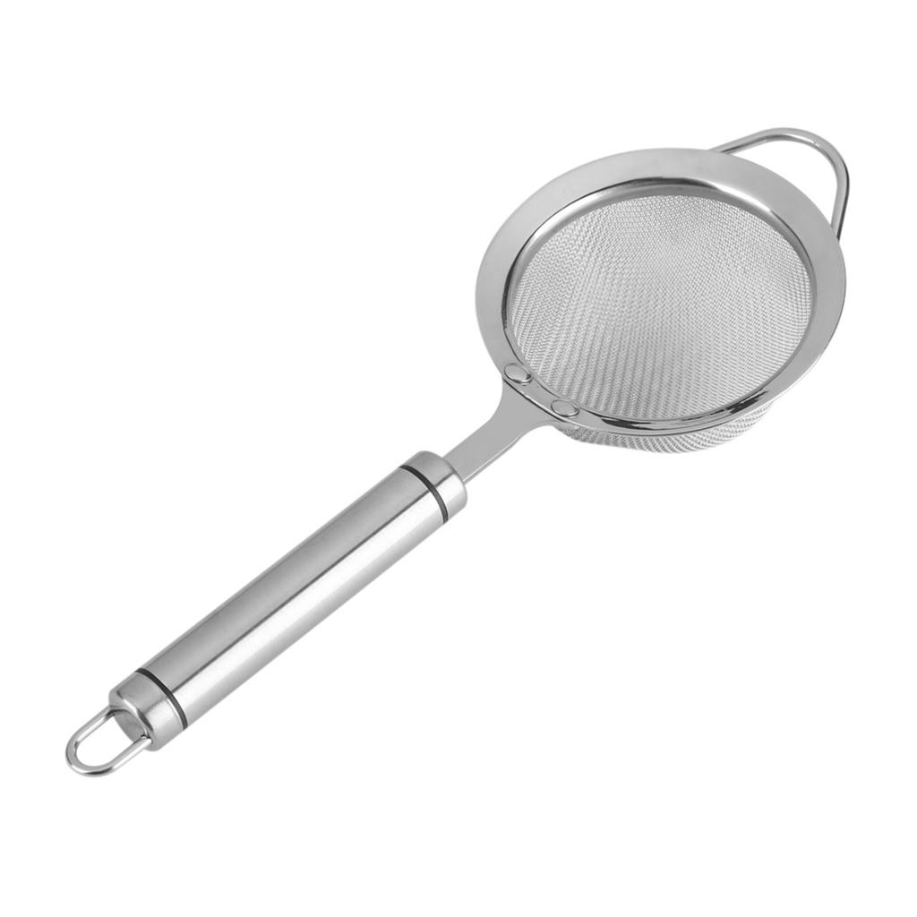 Stainless Steel Food Strainer, 304 Heat Resistant Kitchen Oil Filter with Non Slip Handle and Hanging  , for Draining Fried Food Noodles Dumplings