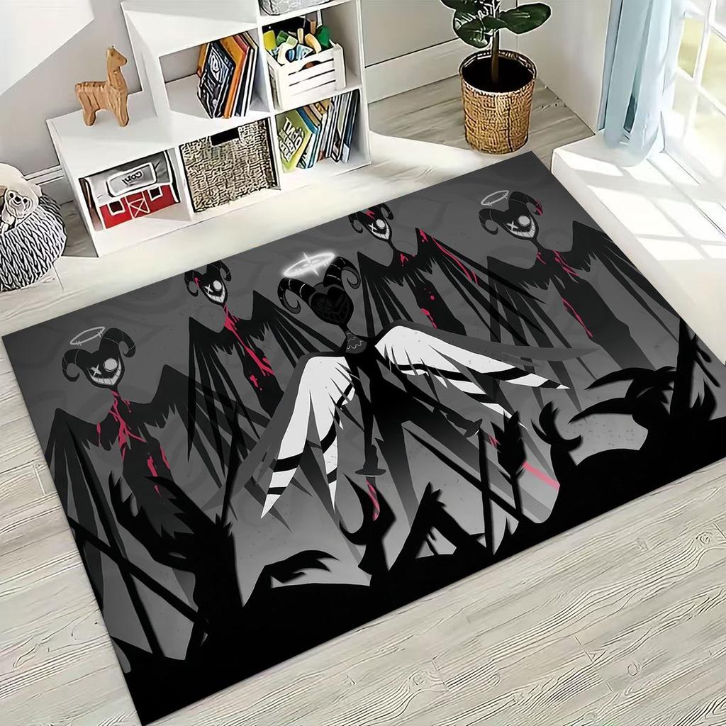 Alfombra de Dibujos Animados 3D H-Helluva Boss Blitzo H-Hazbin Hotel para Dormitorio Sala de Estar Sofá Decoración de Felpudo para el Hogar, Alfombra Antideslizante para el Suelo