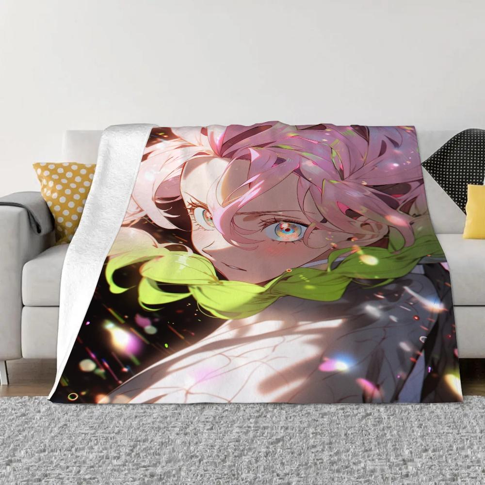 Demon Slayer-Kanroji Mitsuri Lüks Atma Battaniye Kanepe Kış İç Mekan Ev Yatak Battaniyeleri ve Atmalar Mikrofiber Yatak Takımı Diz ve