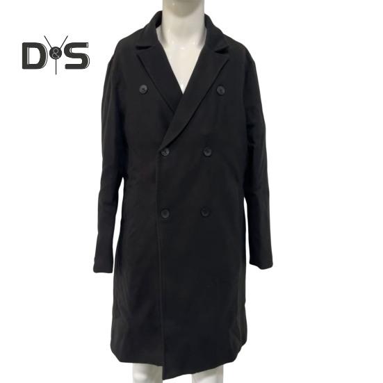 Men Windbreaker Suit Collar Long Sleeve Double-Breasted Thickened Woolen Coat Solid Color Pockets Design Mid-length Outwear