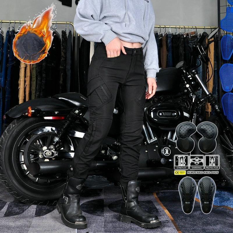 Motorcycle winter drop-proof riding pants, waterproof and piled thickened windproof high-waisted locomotive drop-proof pants for women