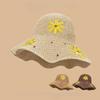 Gänseblümchen-Grasmützen für Damen im Sommer mit ausgestanzter großer Krempe zum Sonnenschutz, Strandurlaub-Sonnenhut am Meer