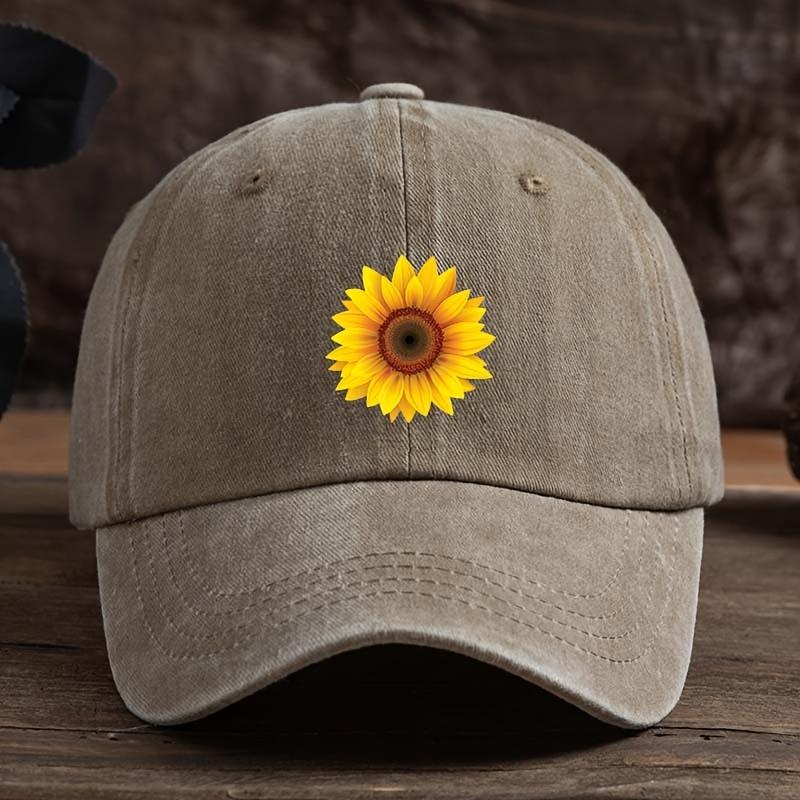 Fashionable Sunflower Flower Printed Baseball Hat Versatile Outdoor Leisure Fishing Sunshade Duck Tongue Hat Travel