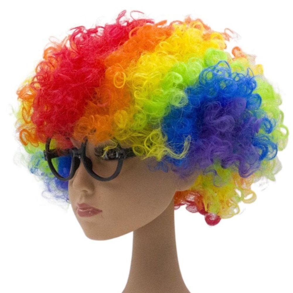 Rainbow Football Fans Wigs Synthetic Wigs Halloween Cosplay Hairs Afro Curly Clown Wigs Kids