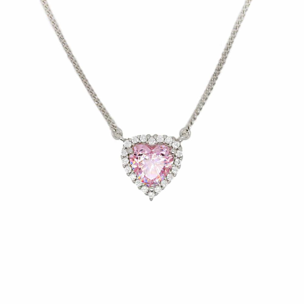 

[925 Siiver] Heart Halo Pave Necklace