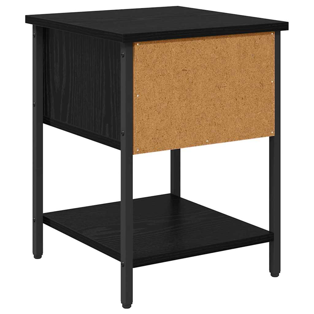 Nightstand Black Oak Effect 34 X 35.5 X 45 Cm Engineered Wood