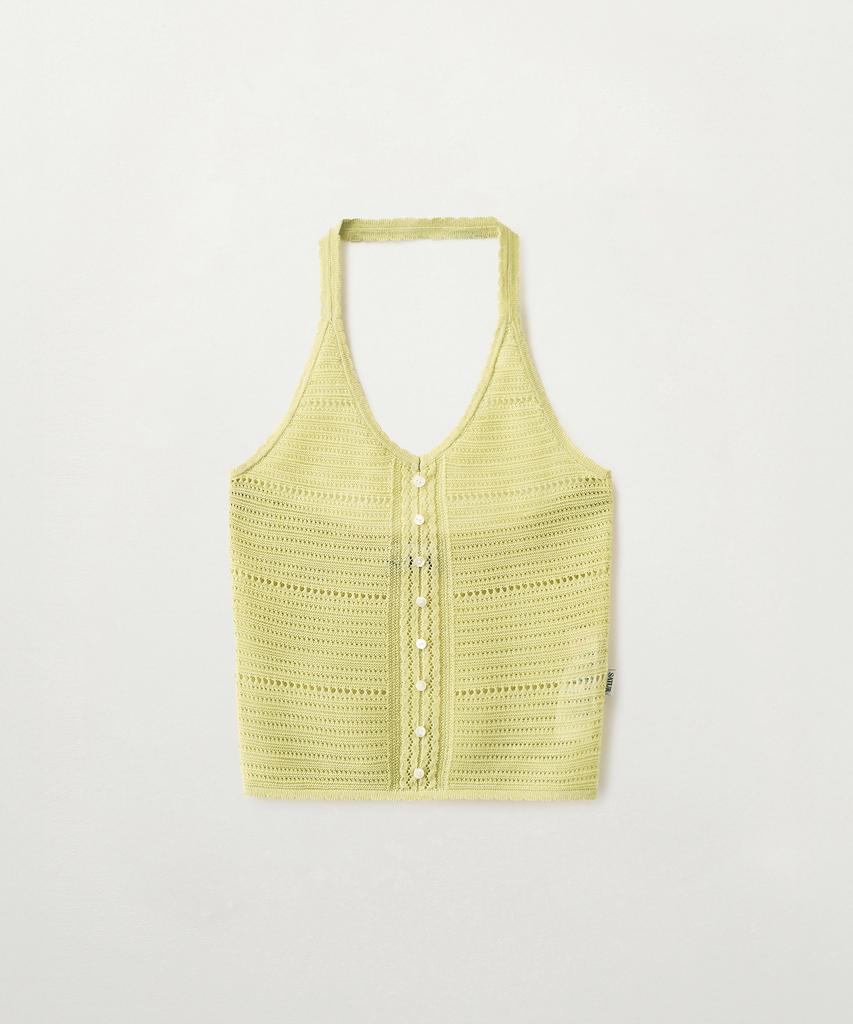 Seteo (W) Crochet Halterneck Knit Bustier Olive Green