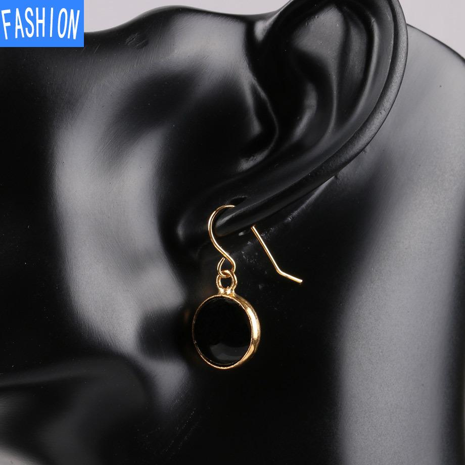 Creative Natural Convex Crystal Earrings Gold Plated Small European and American Personalized Earrings Fashion Amethyst Earrings