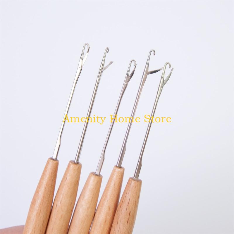 F26C Metal Crochet With Wooden Handle For Seamlessly Oversew Concealing Craft Projects
