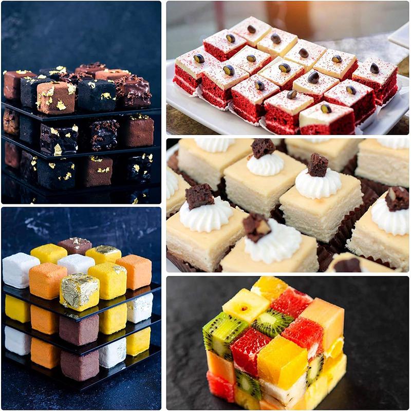 LMETJMA 8 Cavity Cube Cake Mold 3D Square Mousse Cake Baking Mold Silicone French Dessert Mold for Chocolate Brownie Bites JT353