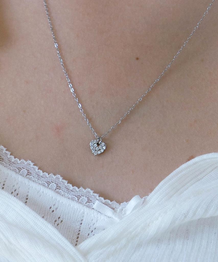 Pearly More Mini Cubic Heart Necklace_Pm26N019Ss