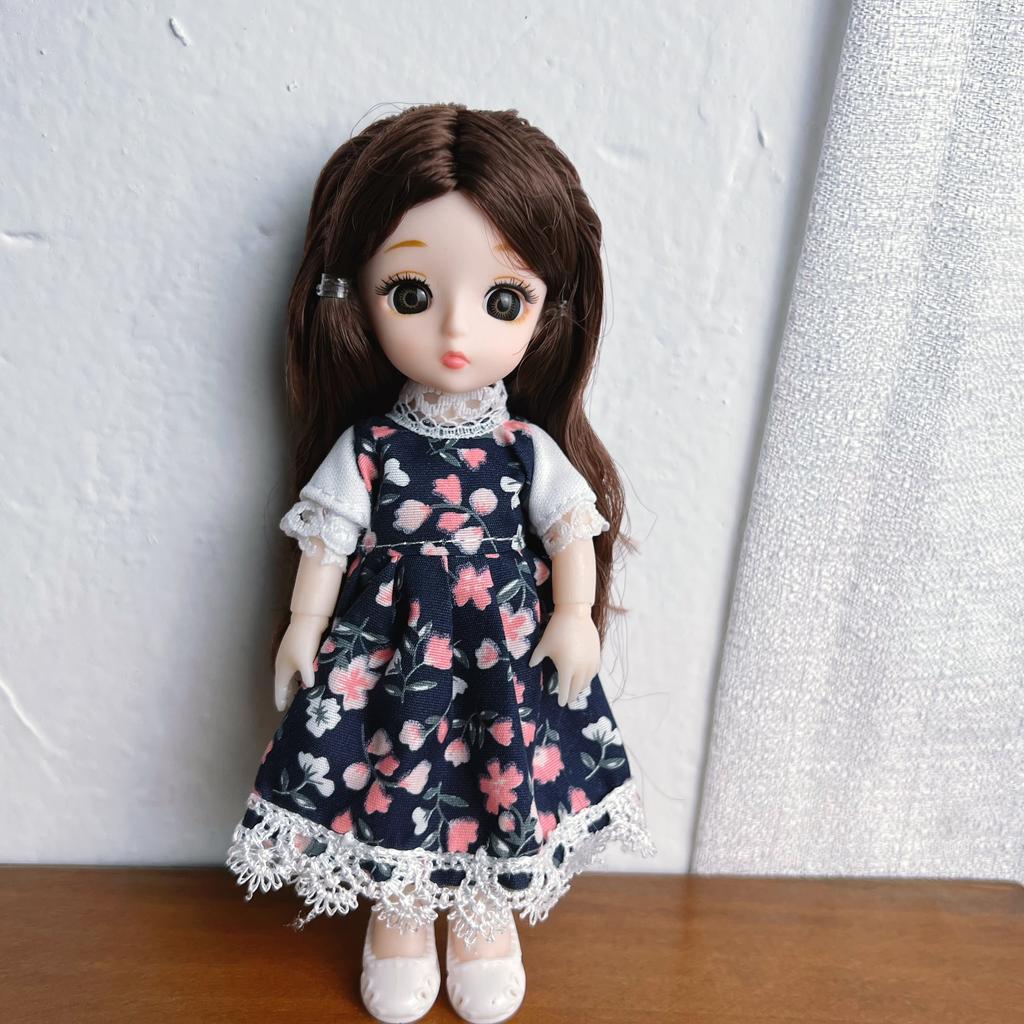 16Cm Bjd Dolls For Girls 1/8 Bjd Doll Diy Toy Doll With Clothes Dress Up Fashion Dolls 13 Movable Joint Baby 3D Big Eyes Munecas