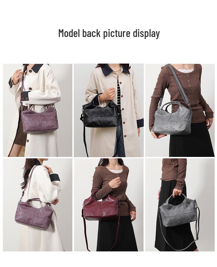 Textured Soft Leather Crossbody Handbag for Middle-Aged Women – Lightweight, Large Capacity, Perfect for Commuting.