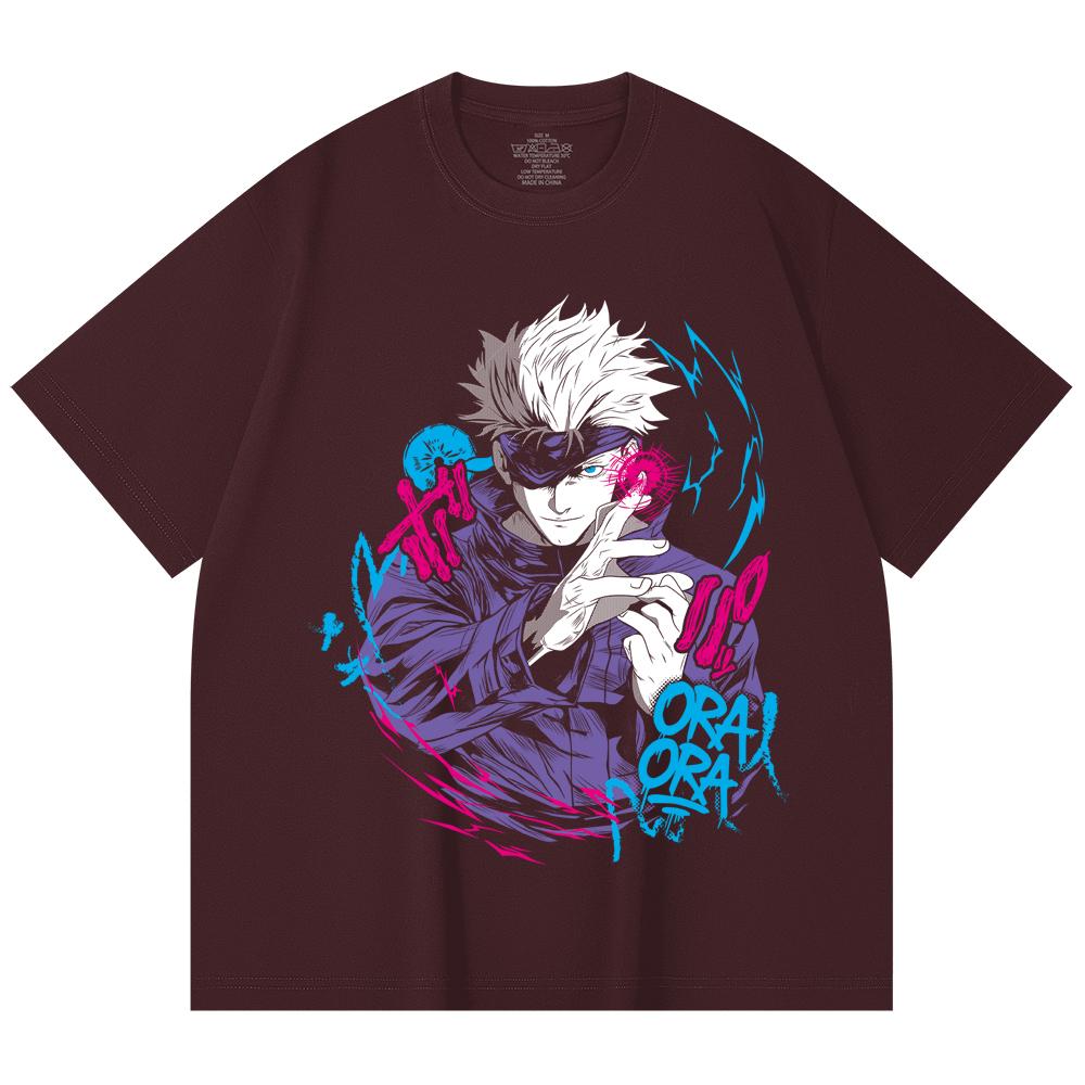 230 Gsm 100% Cotton Jujutsu Kaisen V59 Gojo Print Unisex Heavy Cotton T Shirt